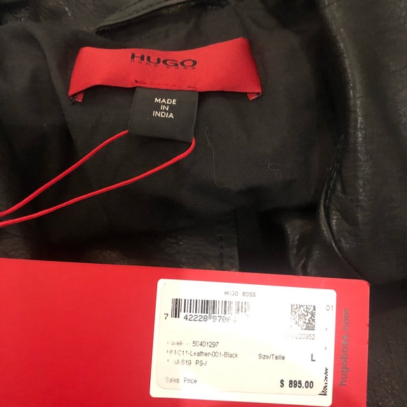 HUGO Black Lovell Biker Jacket Size L - Picture 5 of 8